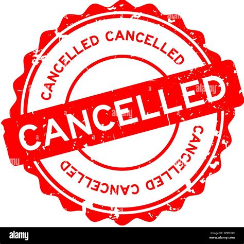 Grunge Red Cancelled Word Round Rubber Seal Stamp On White Background