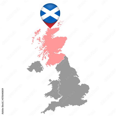 Pin map with Scotland flag, UK region map. Vector illustration. Stock ...