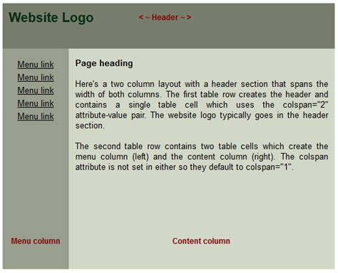 html table template  column  header hadesdzgn