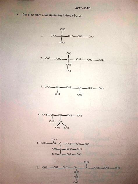 Solved Cual Es El Nombre De Los Siguientes Hidrocarburos Alcanos