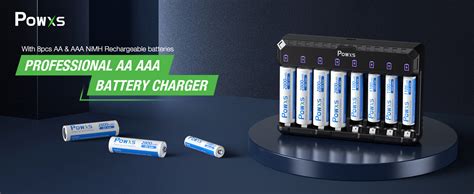 Powxs Battery Charger With Aa And Aaa Rechargeable Batteries Usb C