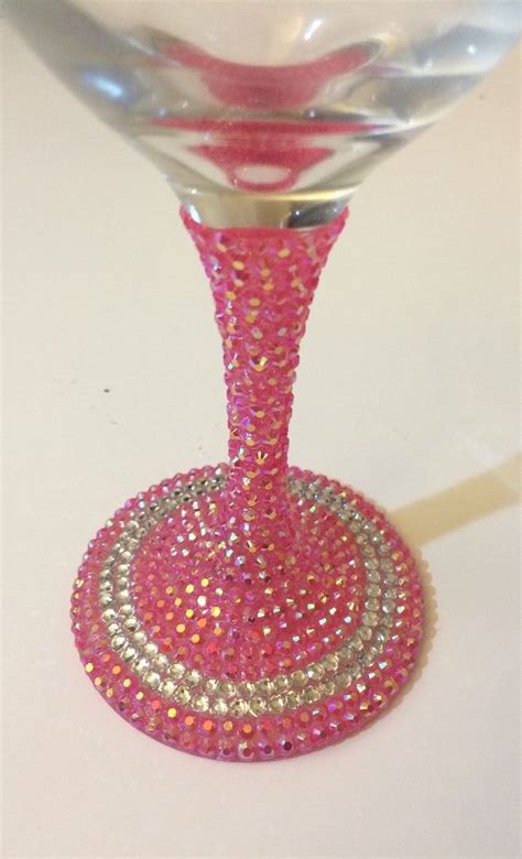 Pretty In Pink Rhinestone Wine Glass Etsy Fancy Wine Glasses Rhinestone Wine Glasses