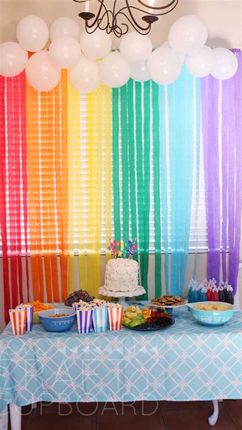 Rainbow backdrop | Rainbow unicorn birthday party, Rainbow birthday ...