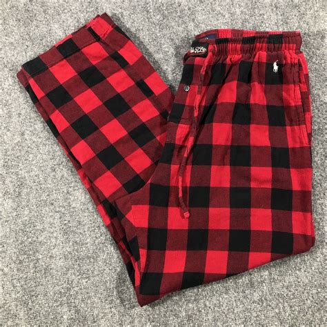 Polo Ralph Lauren Pajama Pants Mens L Large Red Plaid Gem