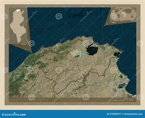 Bizerte Tunisia High Res Satellite Labelled Points Of Cities Stock