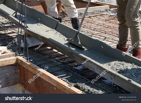 Pouring Wet Concrete On Slab Reinforcement Stock Photo 2191281939 ...