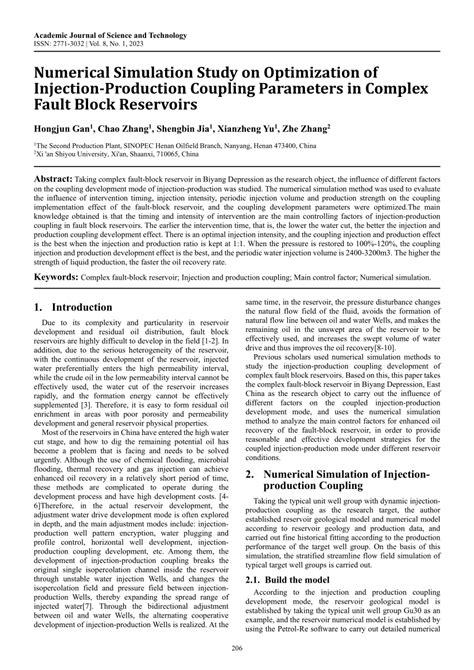 Pdf Numerical Simulation Study On Optimization Of Injection