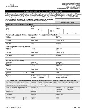 Fillable Online Employer Verification Form NS Apprenticeship Fax