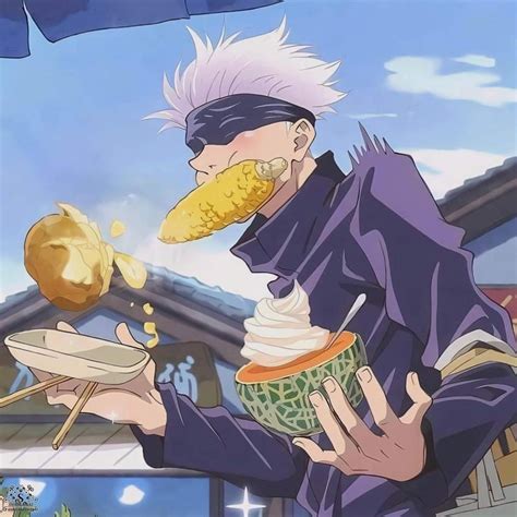 An Anime Character Eating Food From A Bowl