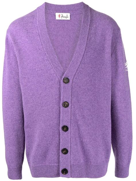 Pringle Of Scotland Logo Embroidered V Neck Cardigan Farfetch