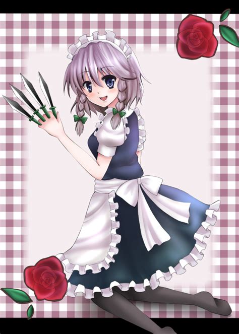 Safebooru Blue Eyes Braid Hairband Izayoi Sakuya Knife Maid Pantyhose