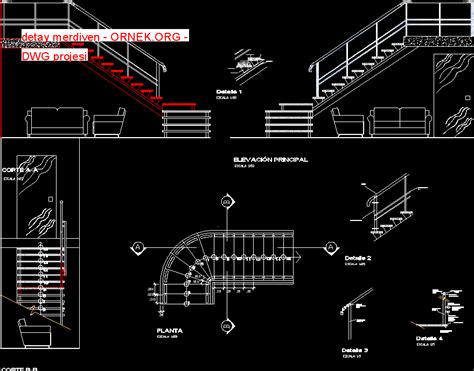 Proje Sitesi Detay Merdiven Autocad Projesi