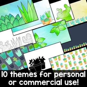 Plant Themed Powerpoint Templates Slides With Succulents Cacti