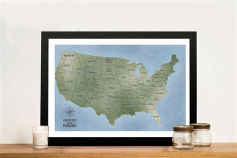 Personalised Usa Push Pin Travel Map Framed Wall Art Print Au