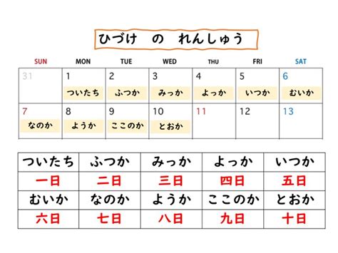 子ども日本語ワーク 日付の読み方プリント