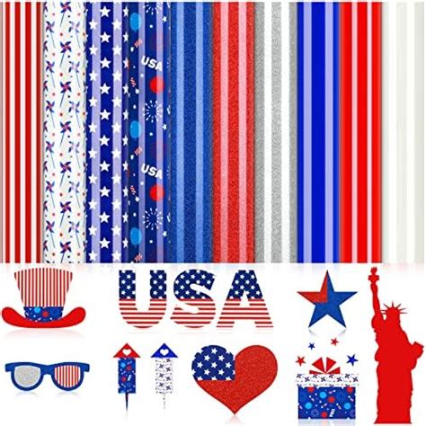 Whaline 10 Sheet Patriotic Heat Transfer Vinyl 4th Of July