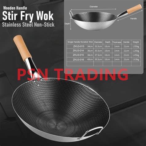 Cm Frying Wok Honeycomb Non Stick Single Handle Stainless