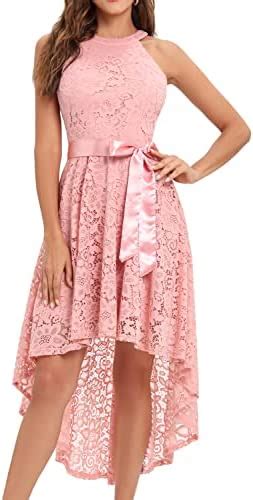 MODECRUSH Women S Floral Lace Halter Cocktail Party Dress Hi Low