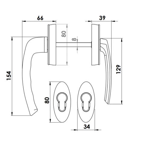 Door Handle Al Jumbo Ibiza Flat Lever Deluxe With Rosette Windoform