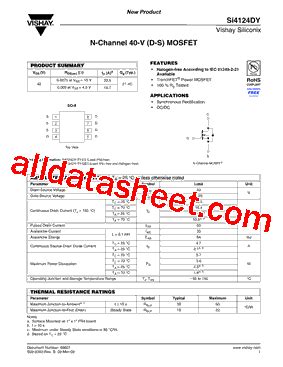 SI4124DY T1 GE3 Datasheet PDF Vishay Siliconix