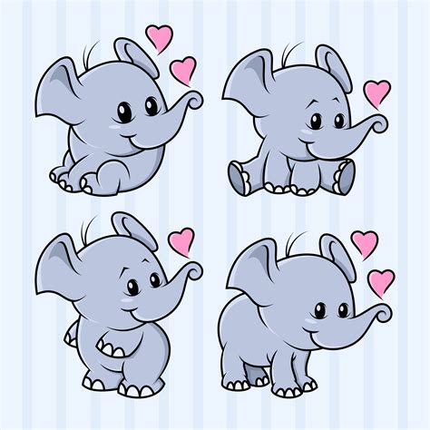 4 Set icon cute elephant cartoon design 1393686 Vector Art at Vecteezy