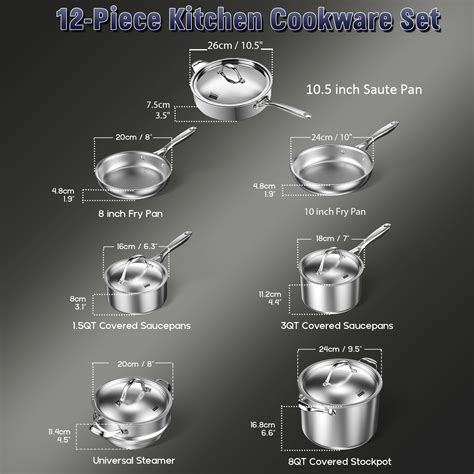 Cooks Standard Stainless Steel Kitchen Cookware Sets 12 Piece Multi Ply Full Clad Pots And Pans