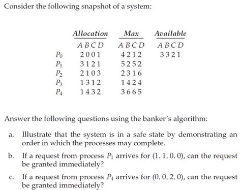 Solved Consider The Following Snapshot Of A System P P Chegg