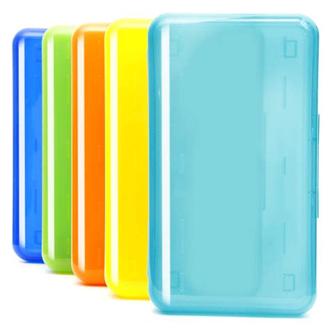 Youngever 5 Pack Plastic Pencil Box, Pencil Case Box, Translucent