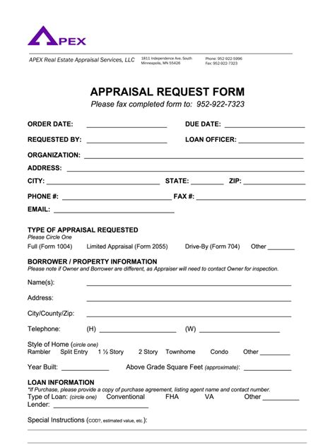 Appraisal Request Form Fill Online Printable Fillable Blank Pdffiller