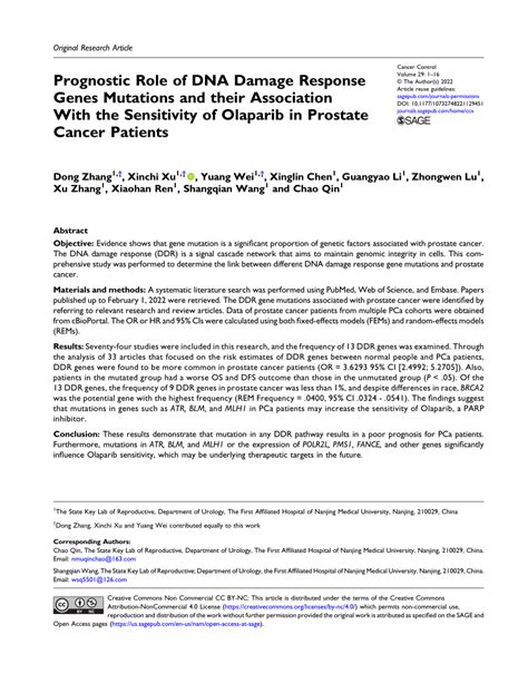 PDF Prognostic Role Of DNA Damage Response Genes Mutations And Their