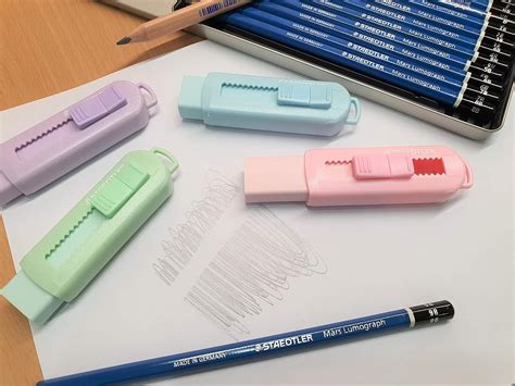 Buy Staedtler Sliding Retractable Pencil Eraser With Plastic Sleeve Assorted Soft Pastel Color