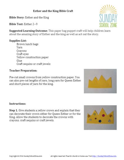 Free Printable Esther Bible Activities On Sunday School Zone