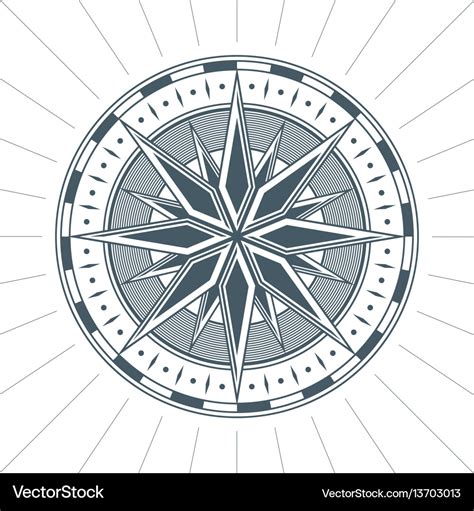 Vintage Old Antique Wind Rose Nautical Compass Vector Image