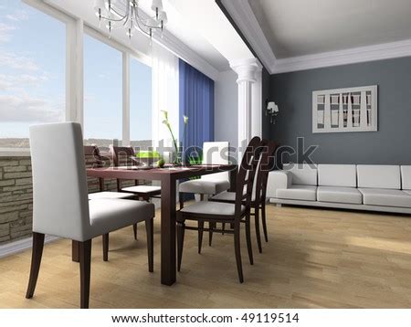 Dining Table Against A Window 3d Image Stock Photo 49119514 : Shutterstock