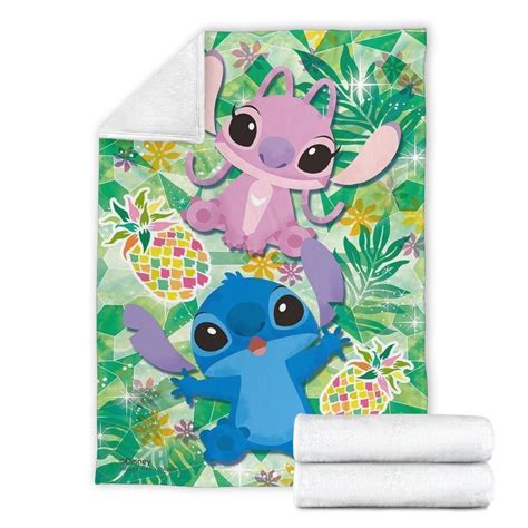 Angel And Stitch Fleece Blanket Vacation H191108 Stitch Cartoon