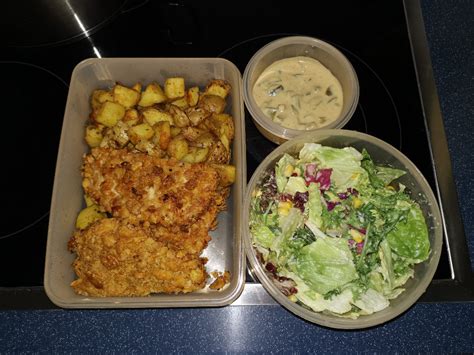 Selbstgemacht Kartoffelecken Mit Paniertem Putenschnitzel Und Big Mac