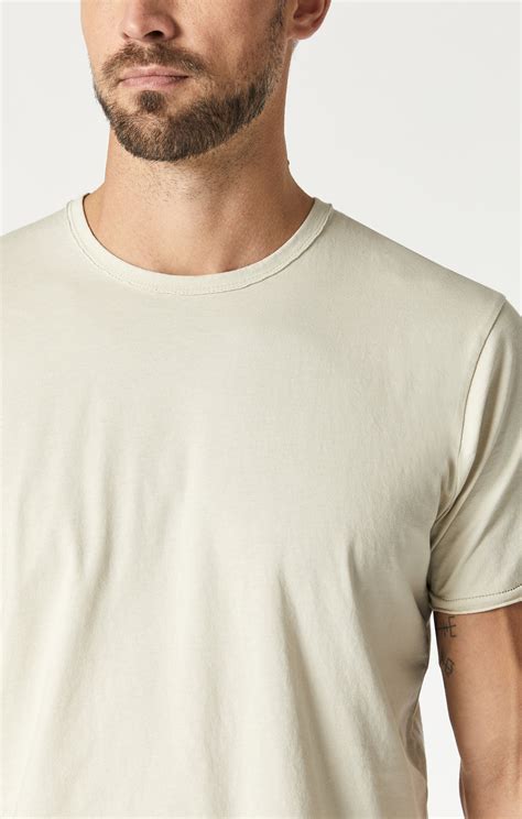 Mavi Mens Raw Edge Neck T Shirt In Pelican