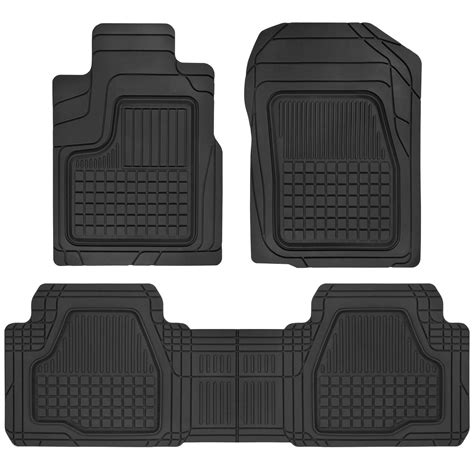 BDK 3Pc Performance Plus Rubber Car Floor Mats Heavy Duty Semi Custom