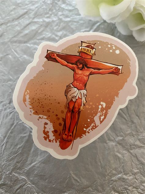 Jesus Sticker Jesus On Cross Catholic Waterproof Sticker Etsy