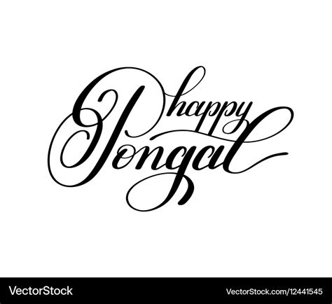 Happy Pongal Handwritten Ink Lettering Inscription