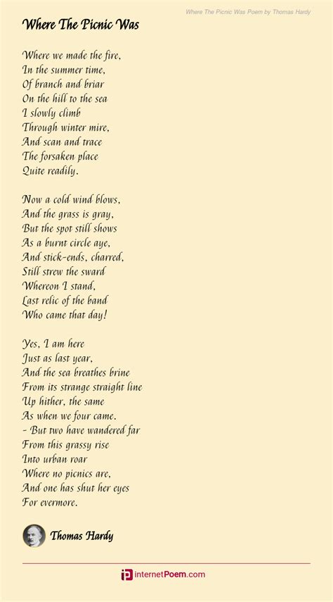 Where The Picnic Was Poem By Thomas Hardy