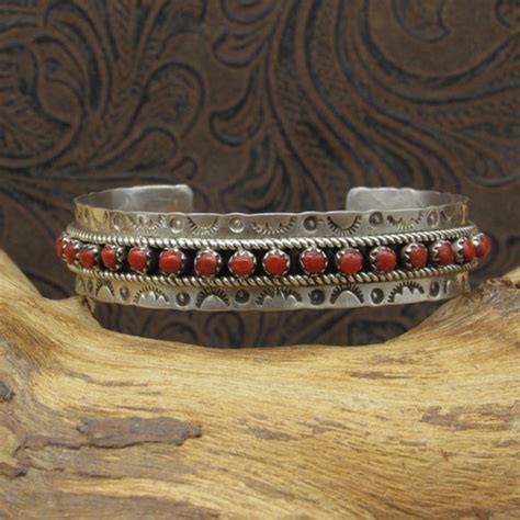 Zuni Coral Snake Eye Sterling Silver Cuff By Jason And Pearl Ukestine