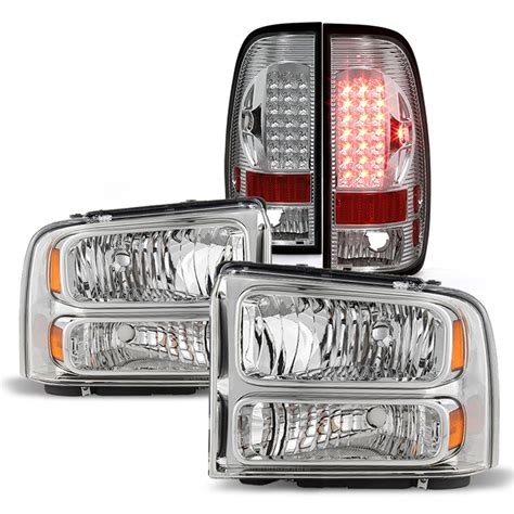 Akkon Fits 2005 2007 Ford F250 F350 F450 F550 Superduty Sd Chrome Headlights Led Clear Tail