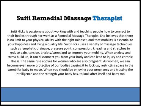 Ppt Suiti Hicks Remedial Massage And Lymphatic Drainage Melbourne