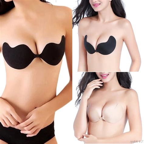 Sexy Women Strapless Bra Sexy Women Push Up Self Adhesive Silicone Bust Front Closure Strapless