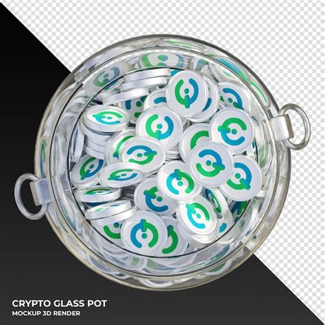 Premium PSD Toko Token Tko Crypto Coin Top View Clear Glass Pot