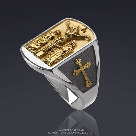 Jesus Ring Signet Ring Bishop Mary John Crucifixion Catholic Etsy