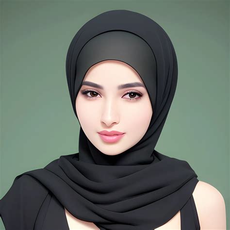 Beautiful Women Standing Up Elegant Happy Hijab Standing