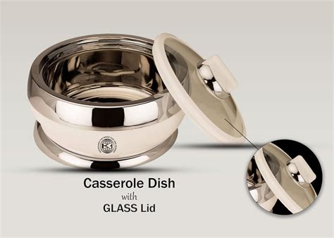 Stainless Steel Casserole Dish With Glass Lid Set Of Amaze Set White Insulated Casserole Hot