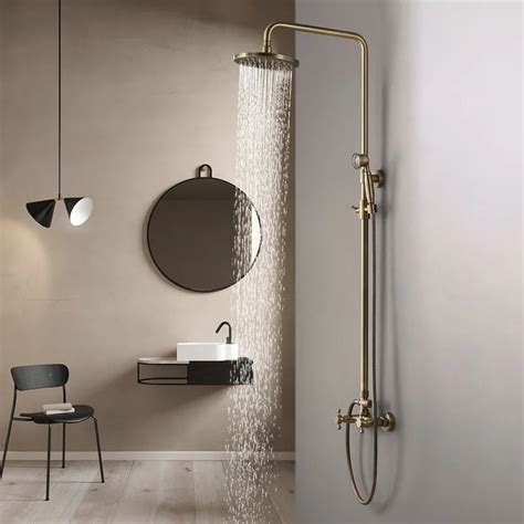 Classic Exposed Antique Brass Shower Fixture Default Title